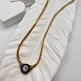 Tek taşlı çelik serenay kolye