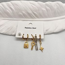 Çoklu çelik küpe seti