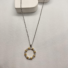 Çelik taşlı halka x kolye