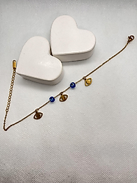 Nazar boncuklu göz detaylı çelik halhal