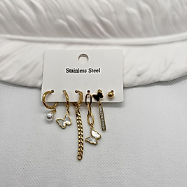 Çoklu çelik küpe seti