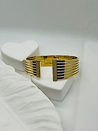 Çelik Yaldız Desenli Altın Renk Kelepçe