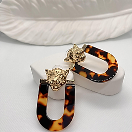 Leopar başı detaylı leopar küpe