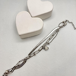 3lü ataç ezme ve topcuk detaylı çelik bileklik