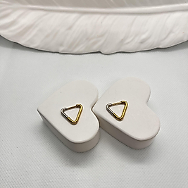 2 renkli minimal üçgen çelik küpe