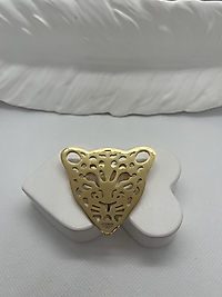 Leopar kafası gold broş