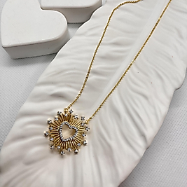 Çelik kalp güneş kolye