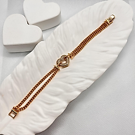 Özel seri taşlı kalpli 2 li zincirli bileklik