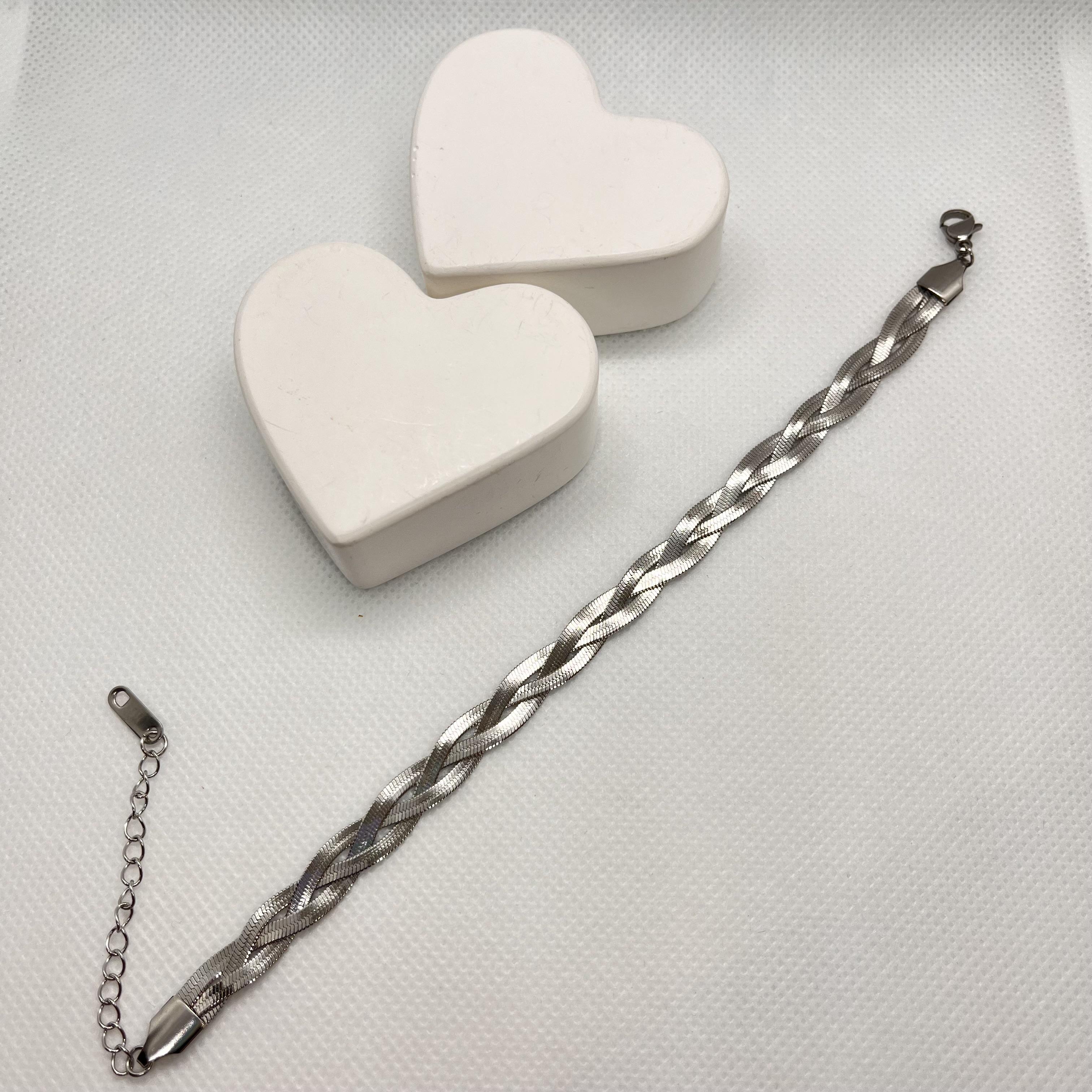 3 lü saç örgülü çelik italyan ezme bileklik