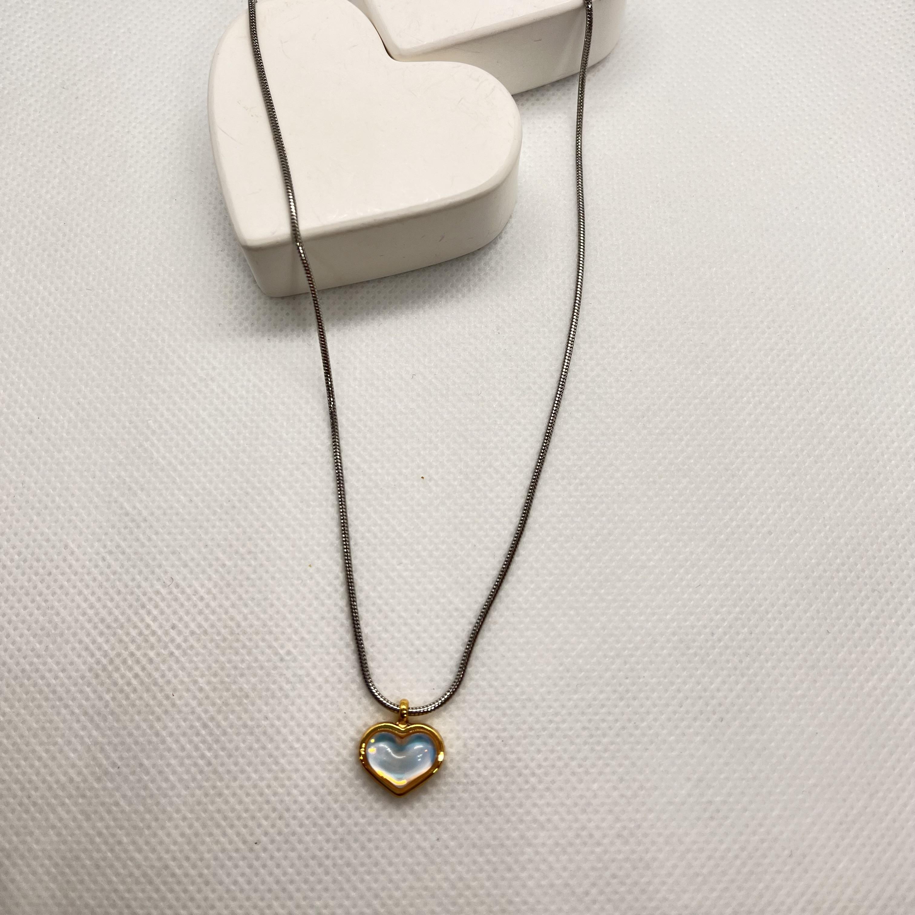 Renkli kalpli çelik kolye