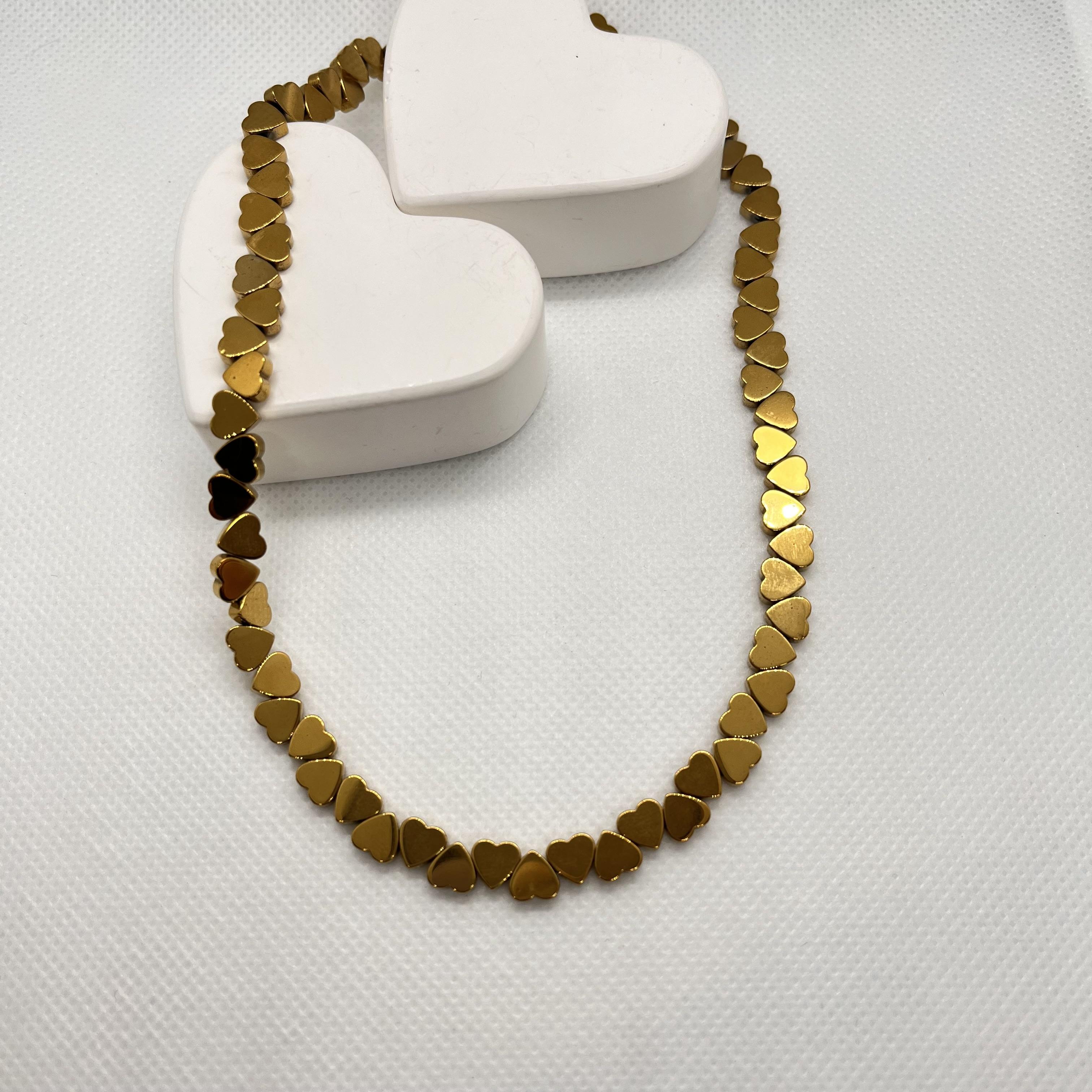 Minik kalp sıralı çelik kolye