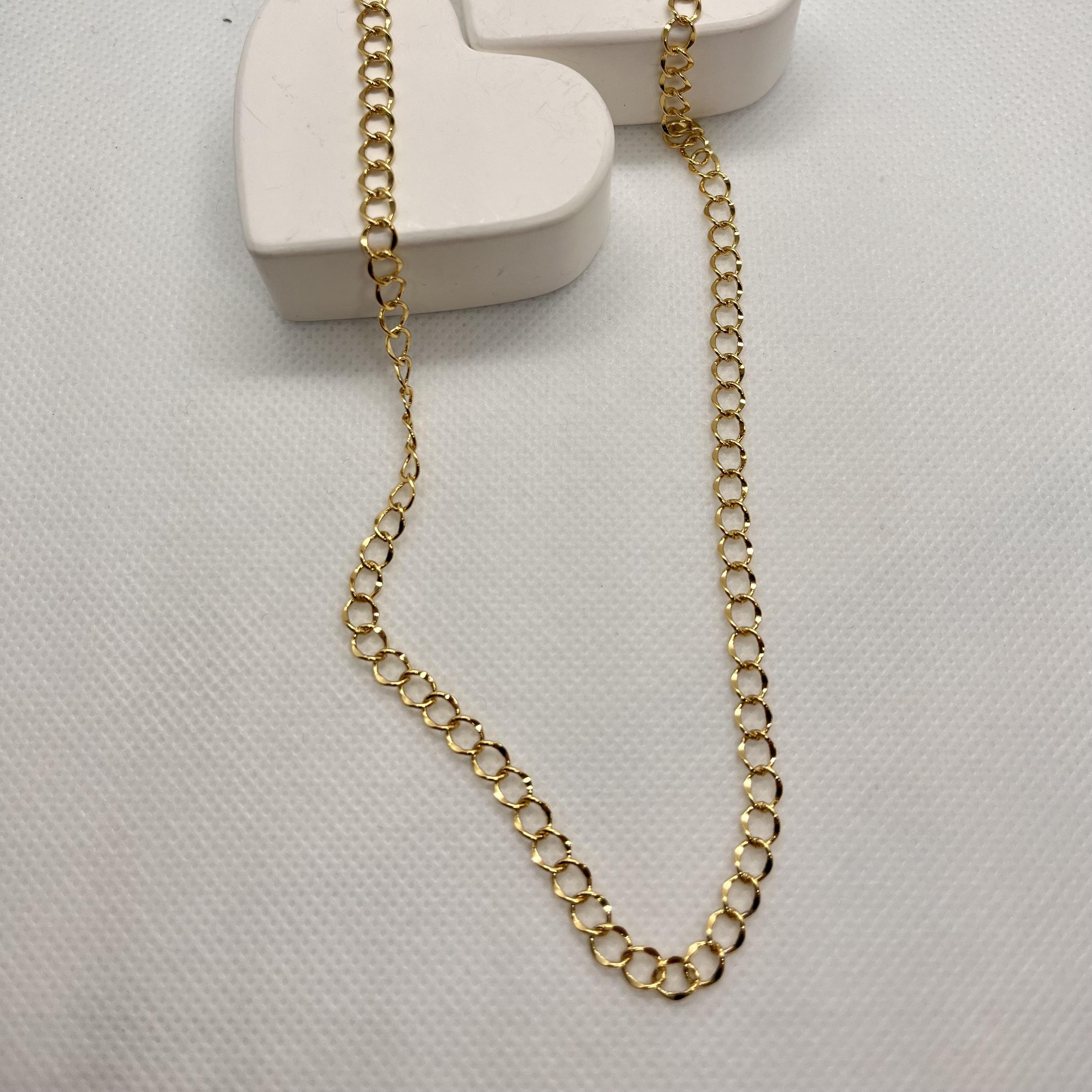 Özel seri zincir şeklinde 14 k altın rengi kolye