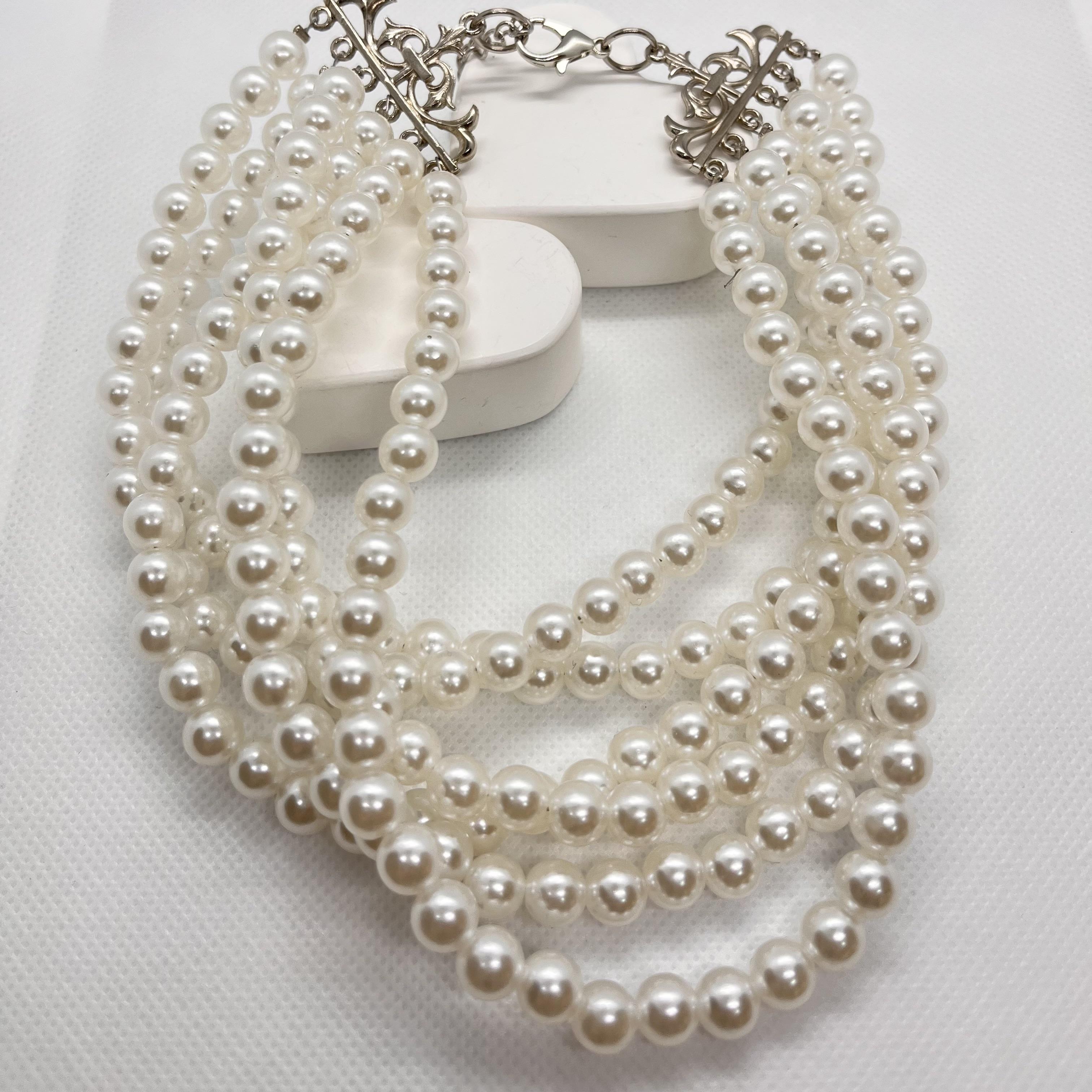 Çoklu inci choker kolye