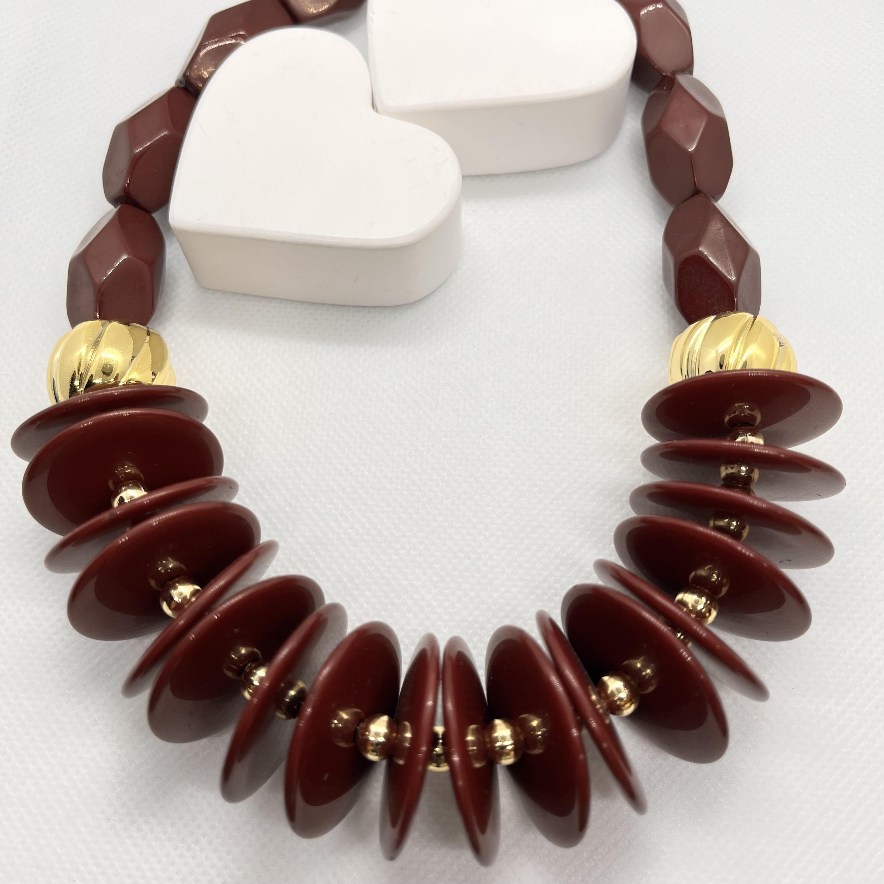 Bordo taşlı büyük kolye