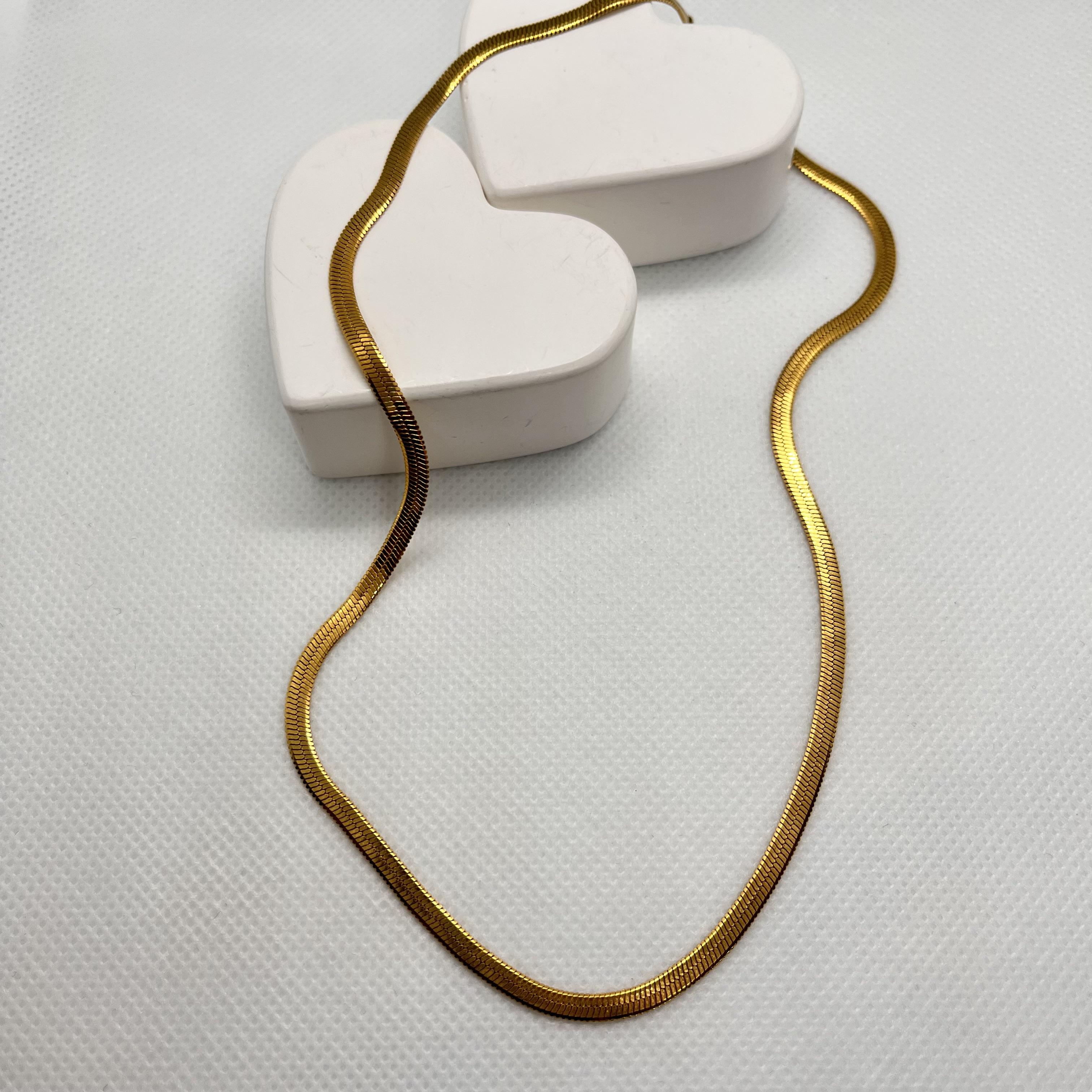 İtalyan ezme çelik kolye gold(40-45cm)