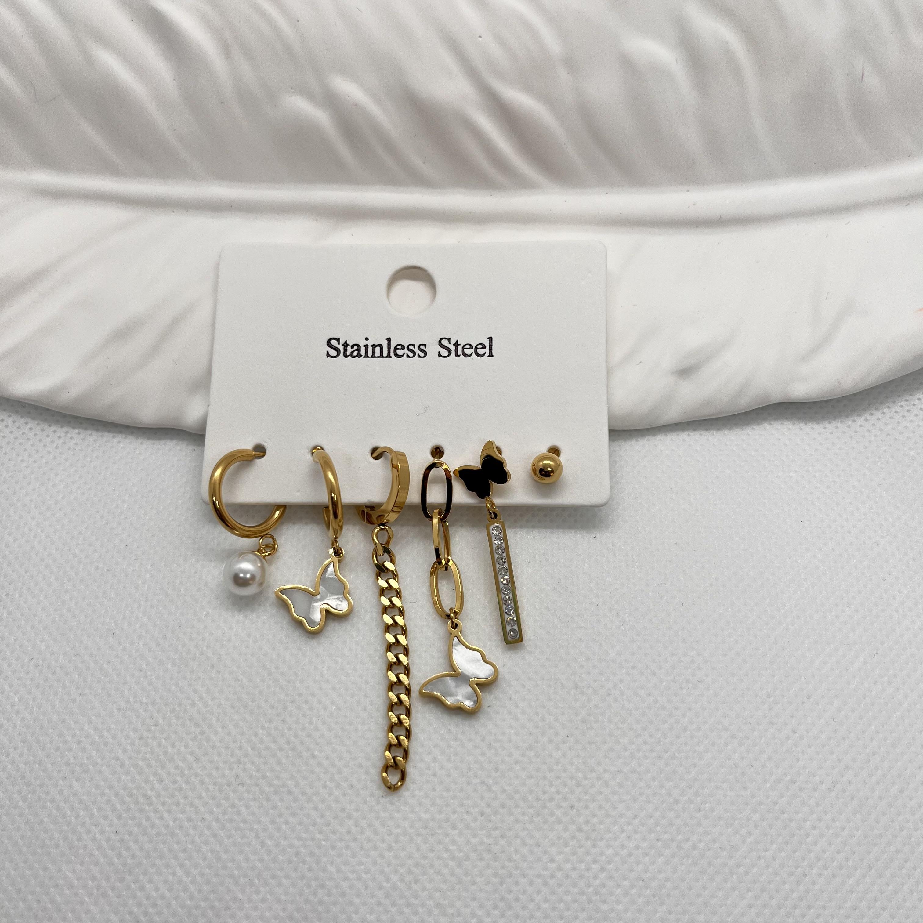 Çoklu çelik küpe seti