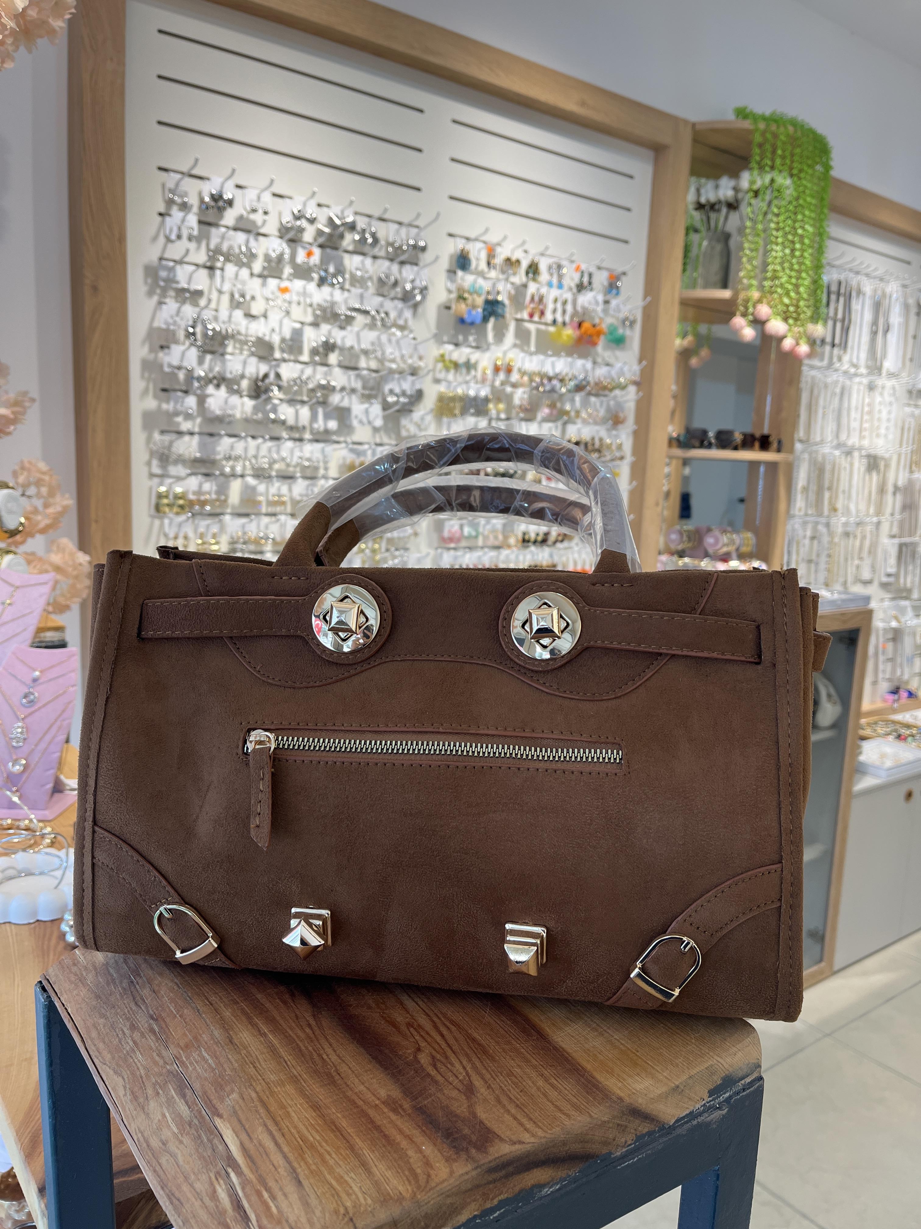 Taba rengi nubuk omuz çantası