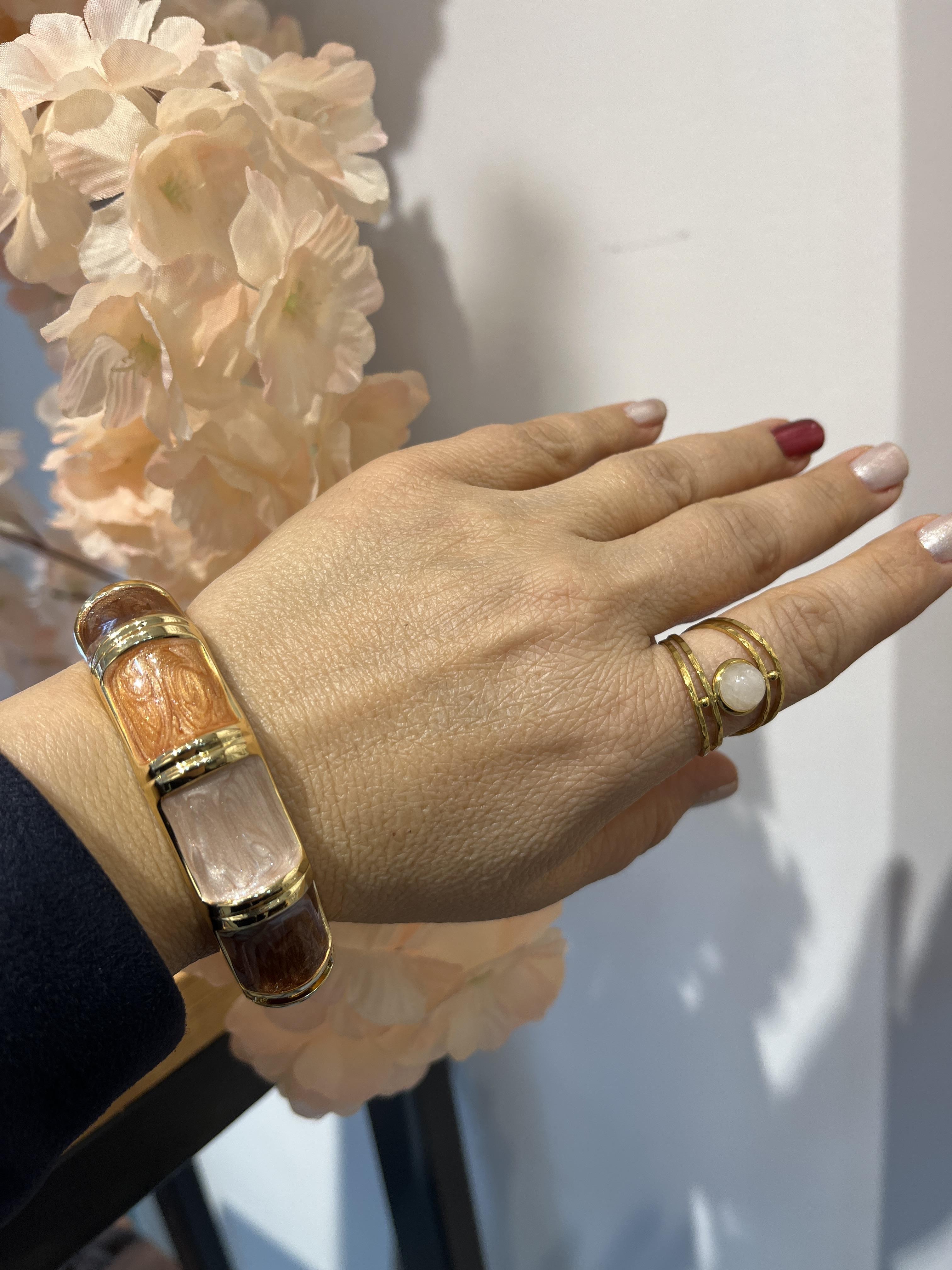 Kahve tonları mineli kelepçe