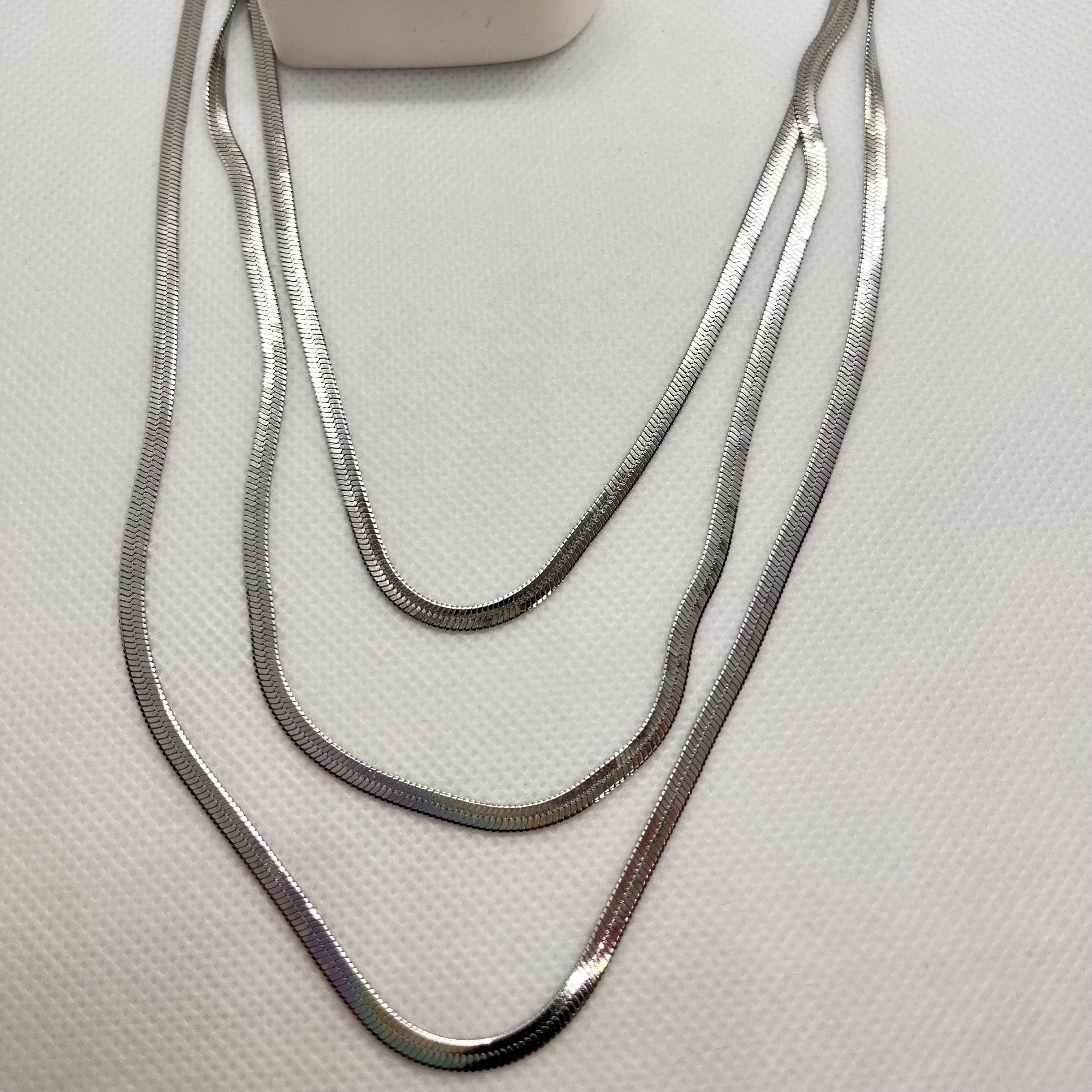 3 boyutlu silver 3 lü italyan ezme çelik kolye