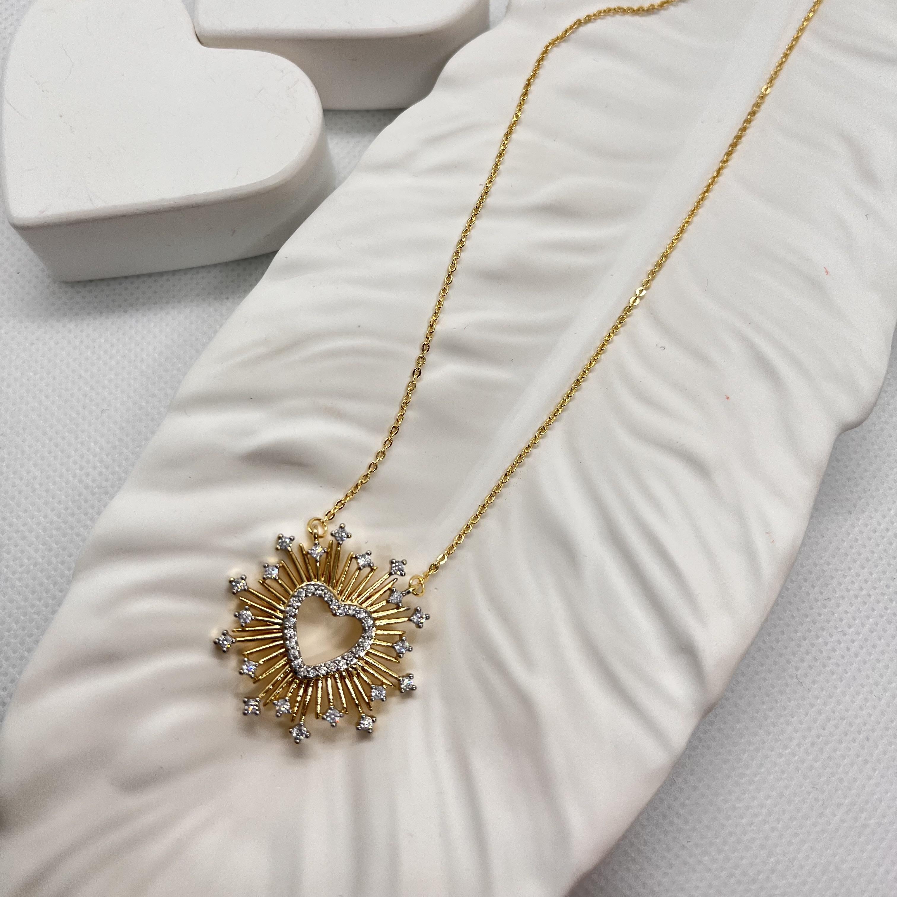 Çelik kalp güneş kolye