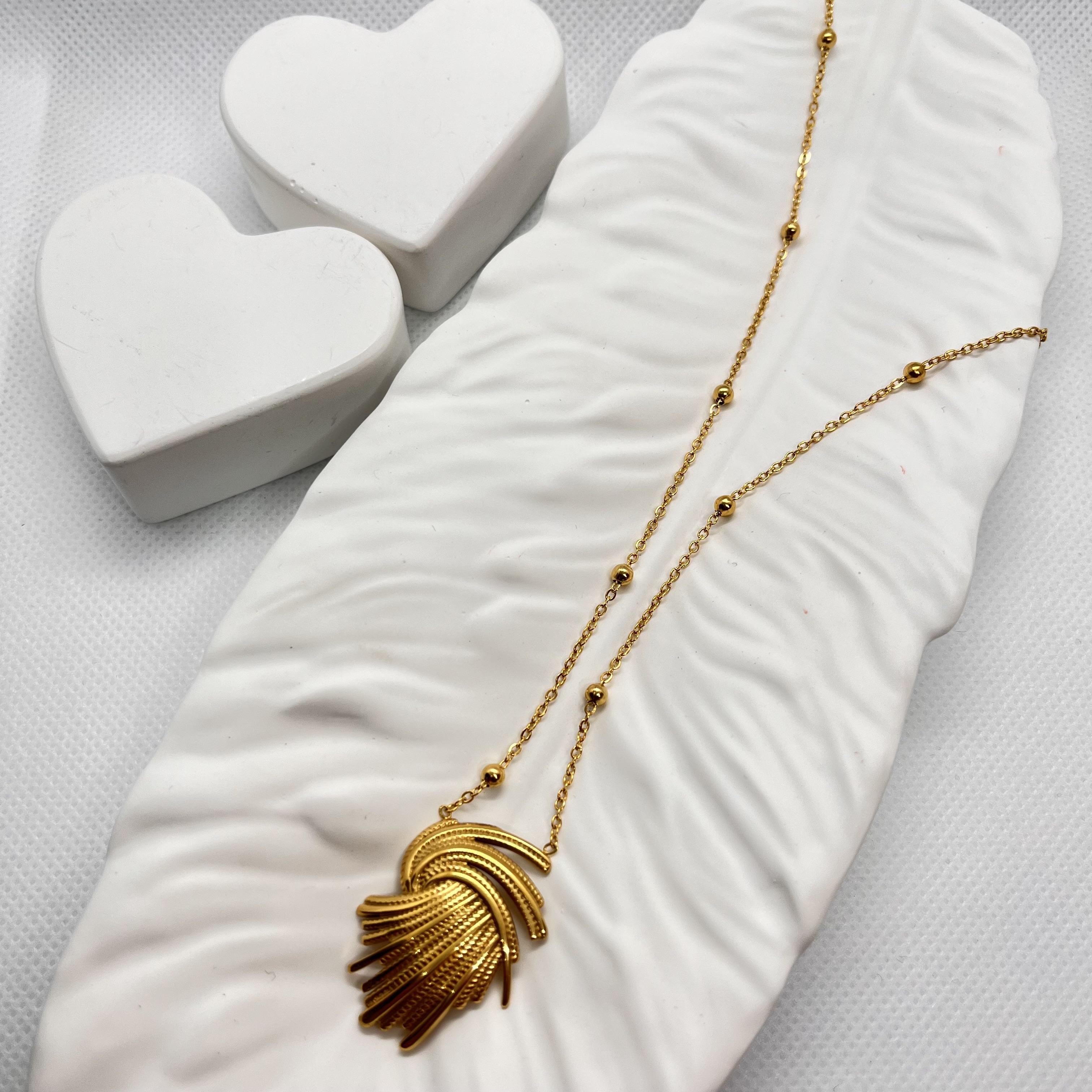 Topcuk zincirli tasarım çelik kolye