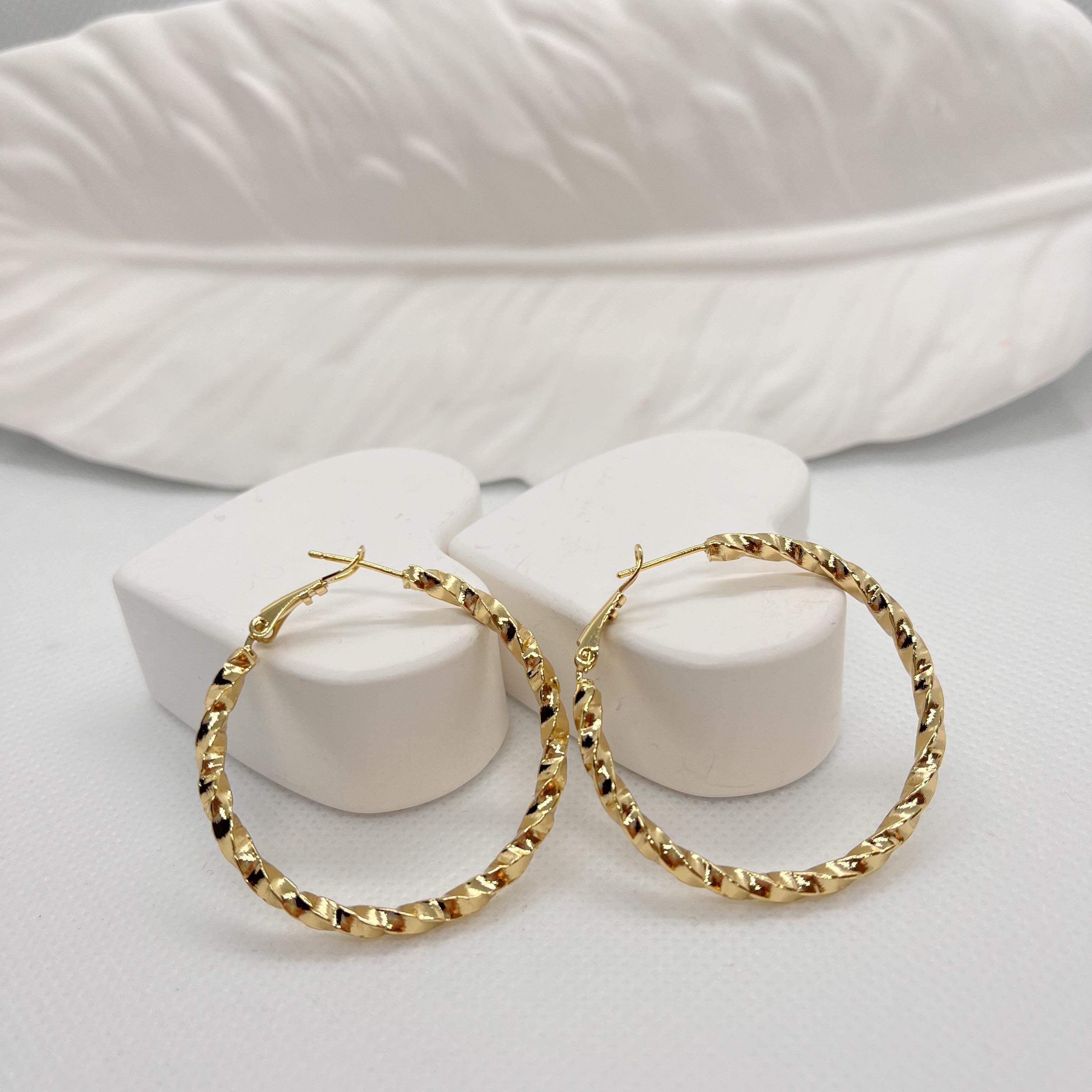 Vip antiallerjik 14 k altın rengi burgu halka küpe