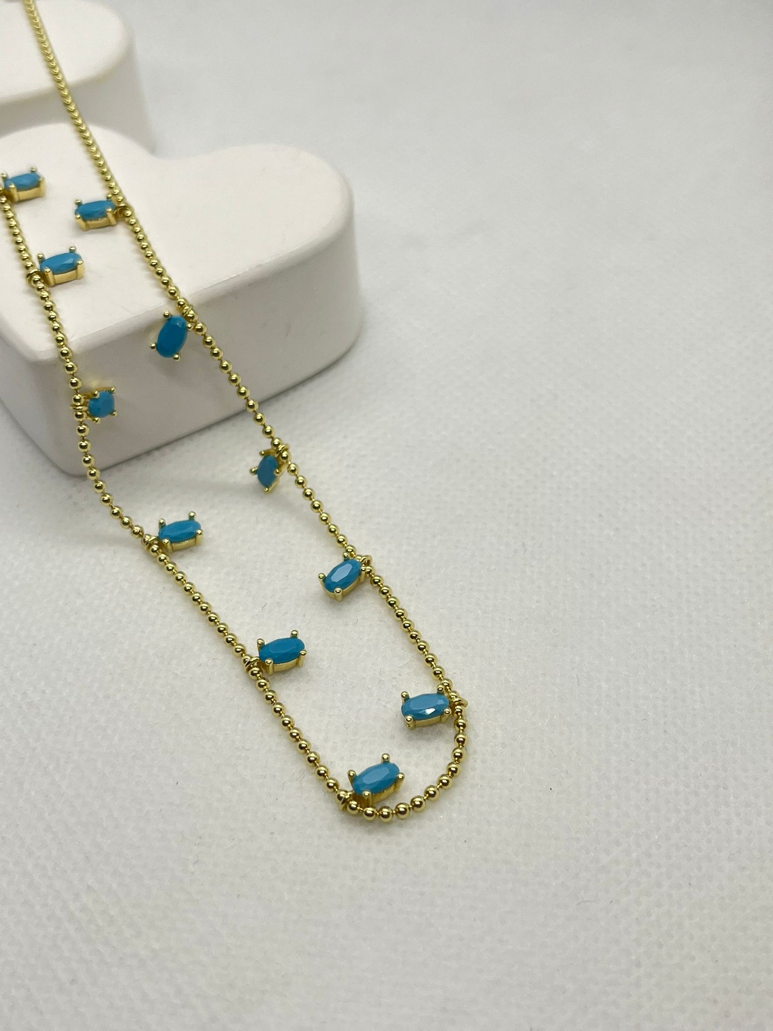 Mavi Taşlı Vip Seri Altın 14k Renk Kolye (40-45cm)