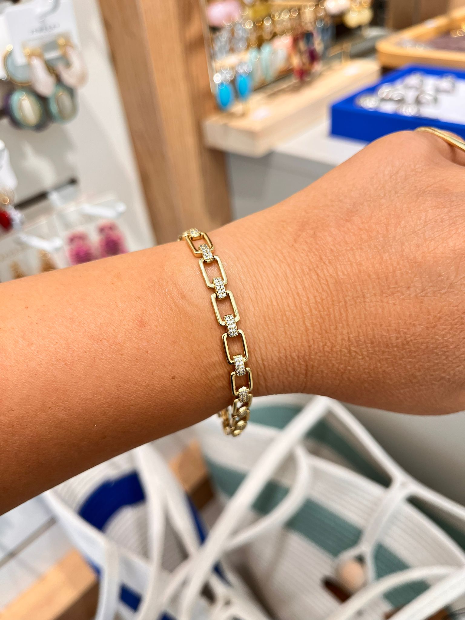 Zirkon Taşlı Zincir Xuping Altın Renk Bileklik