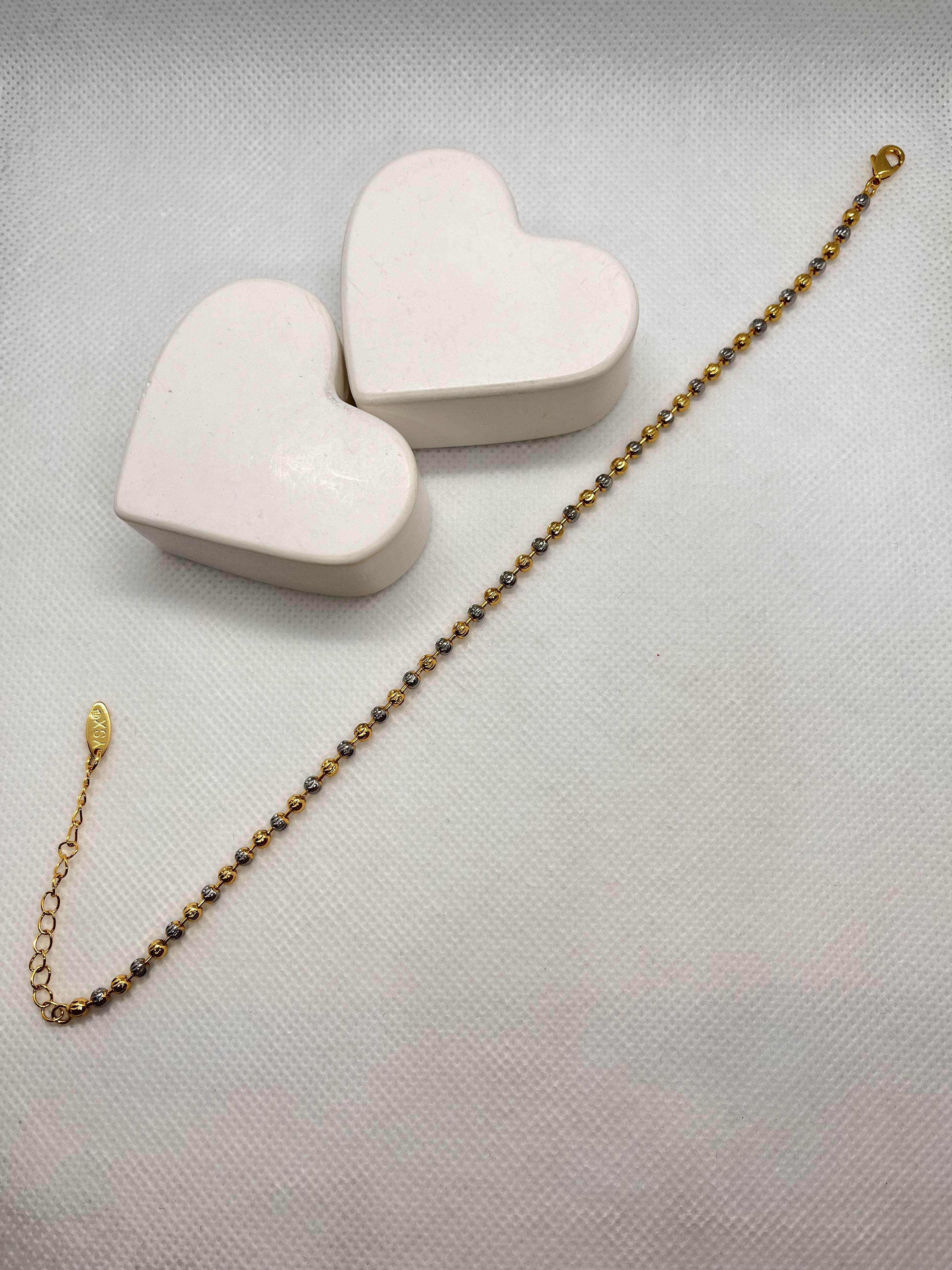 Vip seri topcuklu gold ve gümüş renk karışımılı halhal